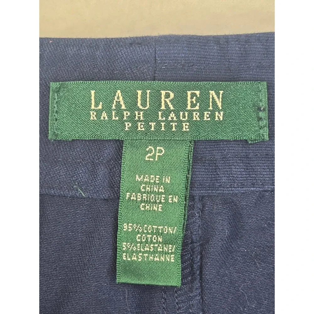 Lauren Ralph Lauren Petite Navy Blue Straight Leg Stretch Pants 2P Womens